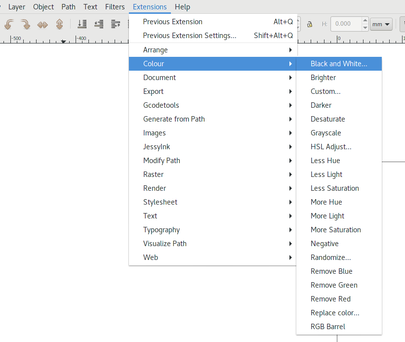 Inkscape menus