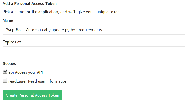 Gitlab create access token picture