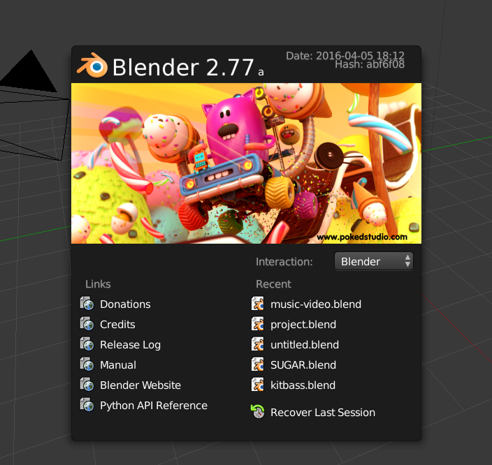 Blender splash screen