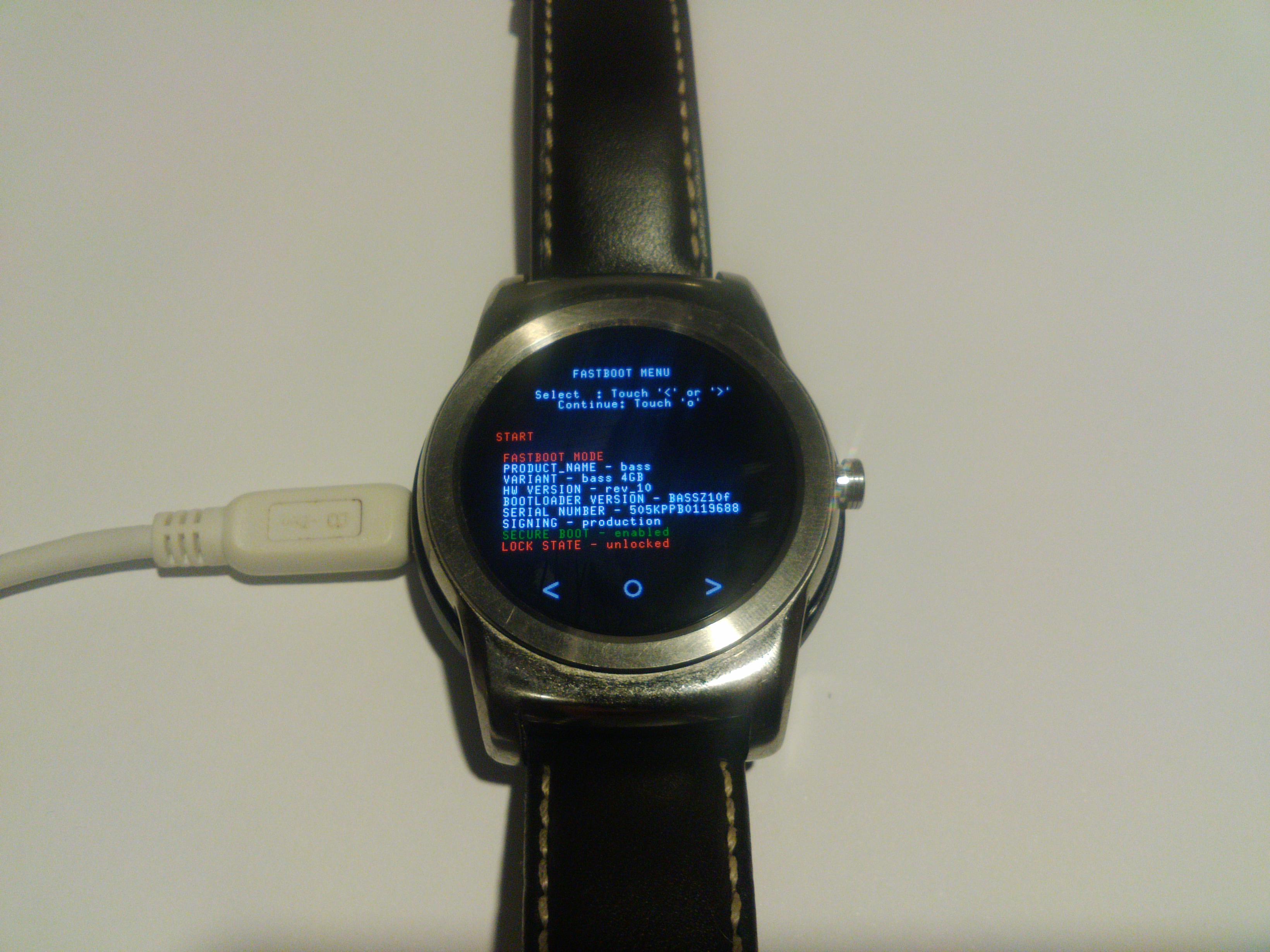 My watch in fastboot